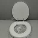 Mayfair Padded Toilet Seat with Chrome Hinges, Soft Vinyl over Wood Core Seat, Made in USA, Round, White