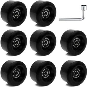 8 Pack Roller Skate Wheels with Bearings Installed, Outdoor Roller Skate Wheels for Double Row Skating, Quad Skates Accessories Outdoor/Indoor Use, 82A, 58 x 32mm (Black)