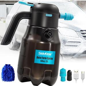 0.5Gal/2L Electric Foam Sprayer for Car Wash, 60PSI Powerful With 2 Nozzles, Rechargeable Auto Pressurized Battery Powered for Home Garden Cleaning