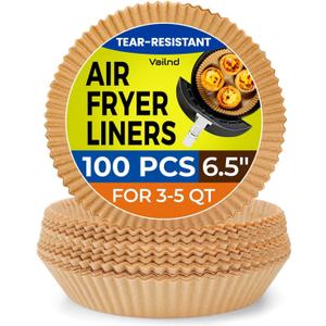 Air Fryer Paper Liners Disposable: 100pcs Oil Proof Parchment Sheets Round, Airfryer Paper Basket Bowl Liner for Baking Cooking Food