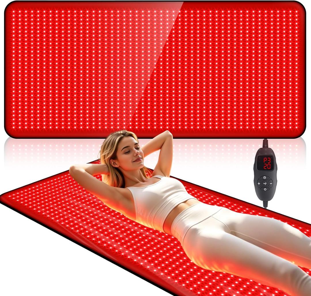 Red Light Therapy Mat Full Body, Red Light Therapy Blanket with 660nm & 850nm, Whole Red Light Therapy Pad with Timer Controller Pulse Modes for Home Use, 76.8'' X 33.41''