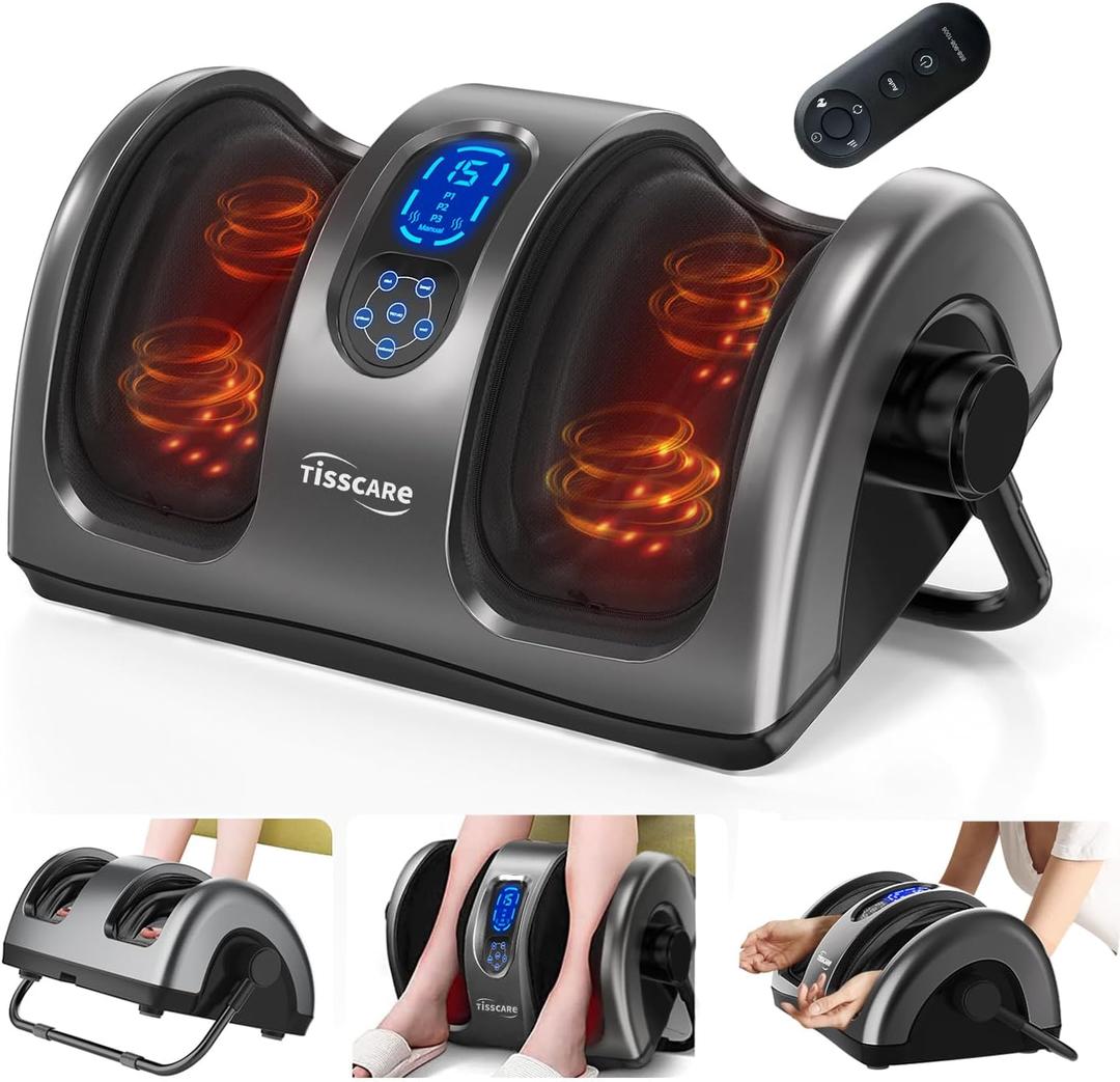TISSCARE Foot Massager with Heat, FSA HSA Eligible, Shiatsu Foot Massager for Plantar Fasciitis, Neuropathy, Circulation and Pain Relief, Remote Control, Deep Kneading, Gifts for Women Men Mom Dad (Dark Gray)