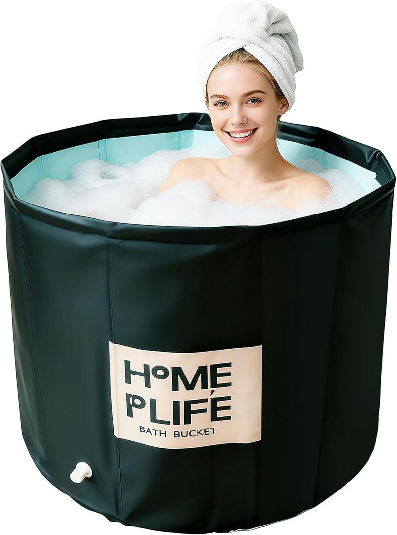 Portable Bath Tub for Adults - Large 88 Gal Foldable Soaking Bathtub for Hot SPA and Ice Bath, Ideal for Fast Muscle Recovery, Cold Water Therapy - No Installation (Ice/Hot Universal)