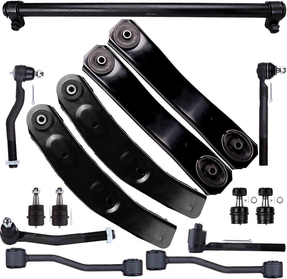 SCITOO 15Pcs Suspension Kit Fit 1999-2004 For Jeep For Grand Cherokee W/Parts Upper Lower Control Arm Upper Lower Ball Joint Sway Bar Link Outer Inner Tie Rod End Adjusting Sleeve