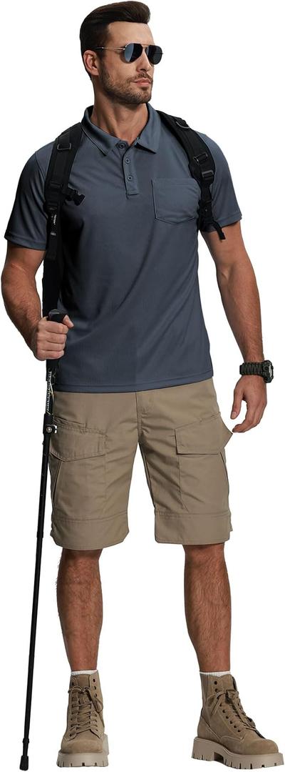 ZITY 2 Pack Polo Shirts for Men with Pocket Dry Quickly Short Sleeve Athletic Outdoor Work Collared Shirts (X-Large)