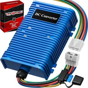 Upgraded 360W Golf Cart DC Converter Voltage Reducer (Power-Off Design) 36V or 48V to 12V Compatible with EZGO, Club Car, YAMAHA, High Efficiency Power Regulator, Universal DC Step Down Transformer