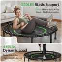 BCAN 450/550LBS Mini Rebounder Trampoline for Adults, 40"/48" Foldable Fitness Trampoline with Bungees, Quiet & Stable Exercise Trampoline Indoor/Home/Garden (BT2, Without Handle)