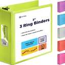 3 Inch Binder 3 Ring Binders Green, Slant D-Ring 3 Clear View Cover with 2 Inside Pockets, Heavy Duty Colored School Supplies Office and Home Binders By Enday