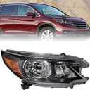 Zhaoyang Halogen Headlights Assembly Compatible with 2012 2013 2014 Honda CR-V Black Headlamp (Passenger Right Side)