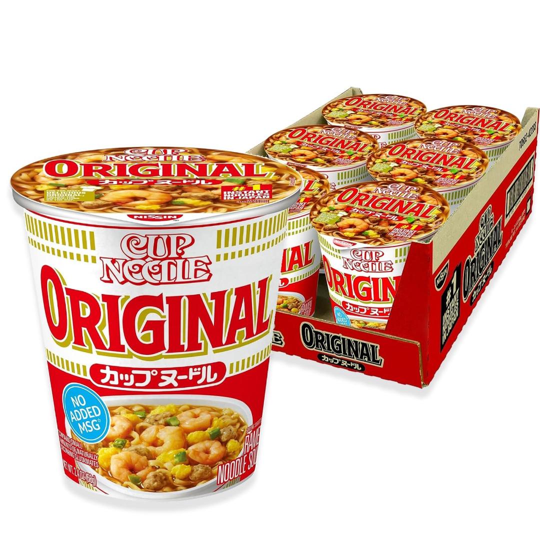 Nissin Cup Noodle Ramen Noodle Soup, Original, 2.4 Ounce (Pack of 6) (EXP 01/09/26)