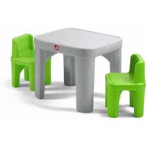 Step2 Mighty My Size Kids Table & Chair Set, Playroom Activity Table for Arts & Crafts, Made of Durable Plastic, For Toddlers 2+ Years Old, Gray & Green