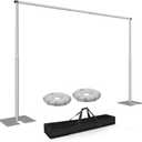 Pipe and Drape Backdrop Stand Kit 10x10ft, Heavy Duty Back Drop Adjustable Stand with Carry Bag, Metal Background Frame for Parties Wedding Birthday Decoration Photography Photo Booth Video - Silver
