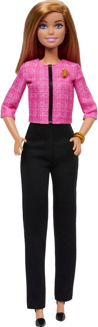 Barbie Careers Doll & Accessories, Future Leader with Blonde Hair Wearing Outfit with 2 Golden Bracelets & B Pin, Includes Sticker for Kids