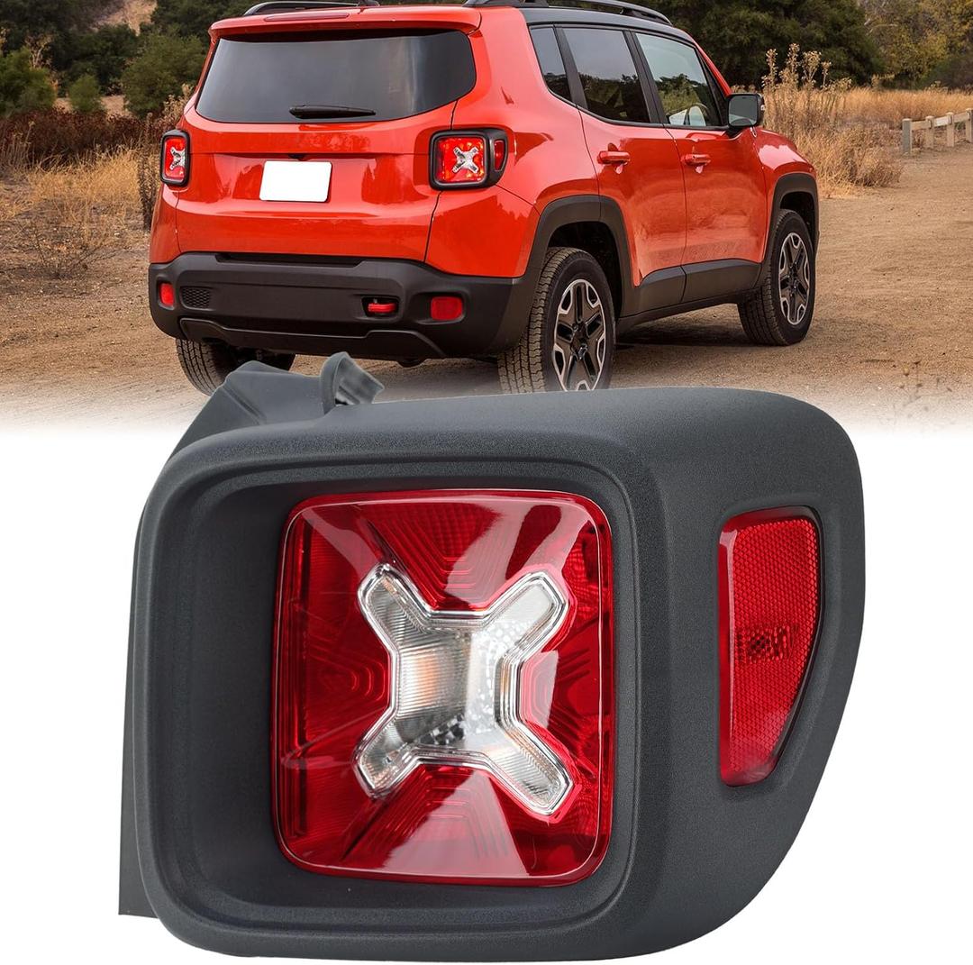 Tail Light Compatible with 2015-2022 Jeep Renegade Black Bezel Taillight Rear Lamp Replaces 68429834AA CH2801209 (Right Passenger Side)
