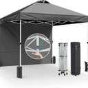 Canopy 10x10 Pop Up, Easy Up Outdoor Tent with Sidewall, PF 50+, Waterproof, Adjustable Sun Shelter with Vented Roof for Party, 1 Wheel Bag, 8 Stakes, 4 Ropes, 4 Sandbags,Gray (Gary)