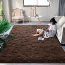 DweIke Fluffy Brown Rugs for Bedroom Living Room, 3x5 Feet Soft Plush Shaggy Dark Brown Girls Boys Kids Rug, Non-Slip and Machine Washable Carpet for Dorm Nursery Classroom Decor