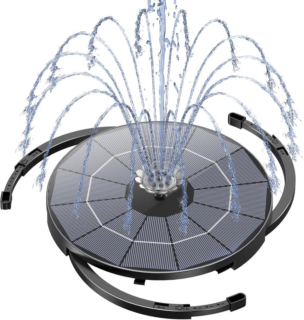 AISITIN Solar Fountain Pump for Bird Bath Upgraded 2025, 3.5W Solar Water Pump DIY Kit with 9.8ft Cord & Multiple Nozzles, Solar Bird Bath Fountain with Wire for Garden, Ponds and Outdoor (Black)