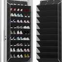TAHAVICE 10-Tier Large Size Over The Door Shoe Organizer, Holds 30 Pairs Hanging Shoe Rack with Deep Pockets for Closet, Space-Saving Storage for Sneakers, Boots (Black)