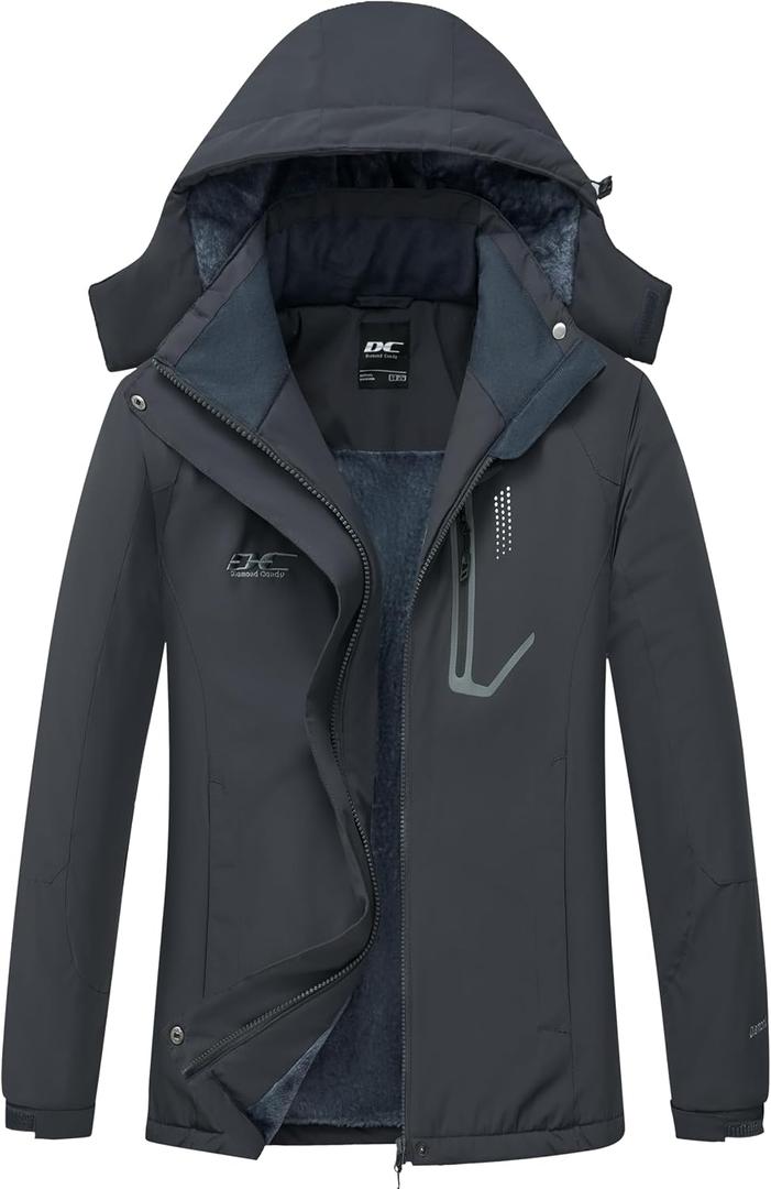 Diamond Candy Women's Winter Ski Jacket Hooded Windproof Warm Jackets Snow Waterproof Rain Coat, Small Medium