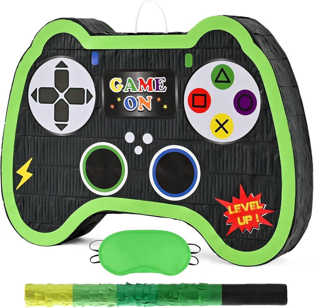 WERNNSAI Video Game Controller Piata - Game Party Supplies Piata Bundle with Blindfold and Bat for Boys Kids Gaming Theme Birthday Party Game Carnival Activity Decorations (15.7" x 12.2" x 3.1")