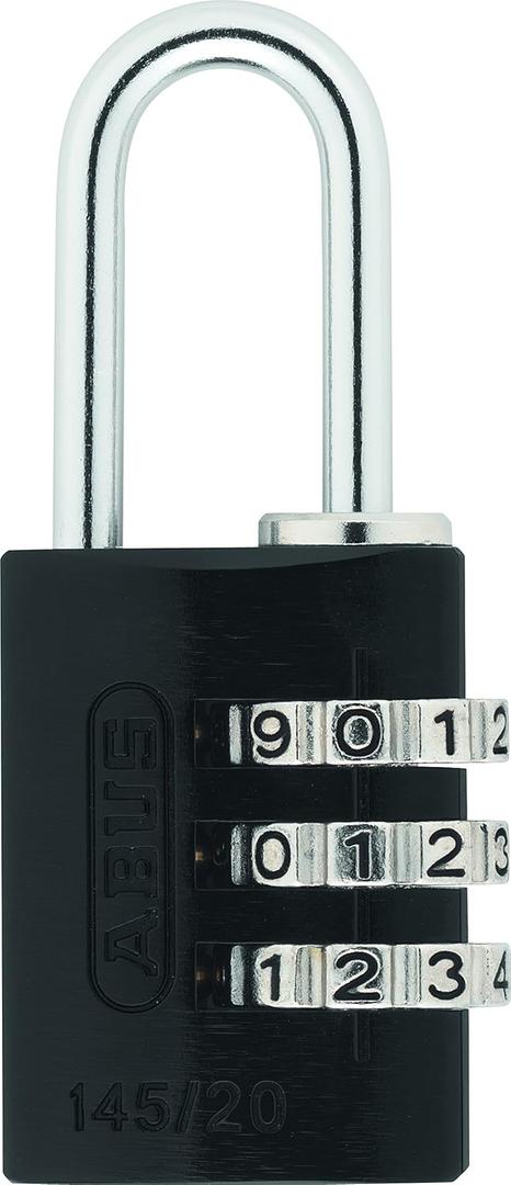 ABUS 145/20 C 20mm Body 3 Dial Resettable Combination Padlock, Black