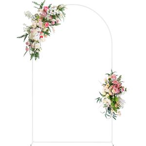 Wokceer Wedding Arch Backdrop Stand 8 FT Metal Arch Backdrop Stand for Wedding Ceremony Birthday Party Bridal Shower Floral Balloon Arch Decoration (White)