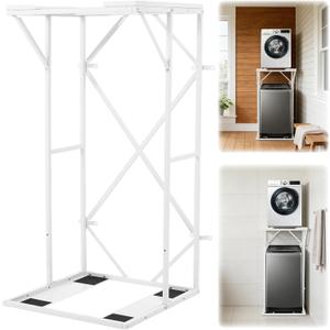 Universal Washer Dryer Stacking Rack Stand, Heavy Duty Double-Layer Washer and Dryer Stand for Apartment, Space-Saving Stackable Washer and Dryer Kit with Anti-Tip Pads