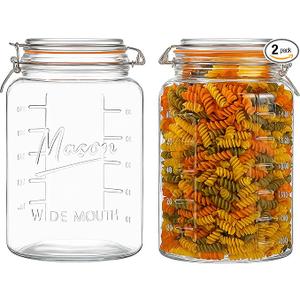 kitchentoolz 1 Gallon Glass Mason Storage Jars with Airtight Lids & Measurment Marks, Super Wide Mouth Canning Jars with Large Capacity for Pickles & Overnight Oats  1 Pack