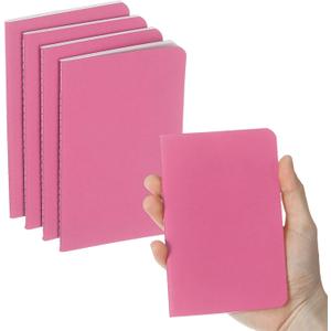 PATIKIL 4 Pack A6 Notebook, A6 Journal Mini Notebook Pocket Kraft Memo Notepads Lined Sketchbook Small 3.5x5.5 Inch 30 Sheets for Men Women Office Supplies Purse Travelers, Hot Pink