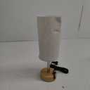 Fenmzee Bedside Table Lamp for Bedroom - 3 Way Dimmable Touch Lamp USB C Charging Ports and AC Outlet, Small Lamp Wood Base Round Flaxen Fabric Shade for Living Room, Desk, LED Bulb Included