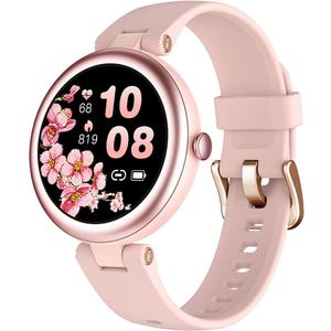 Fitness Watches for Women, Fitness Tracker Gifts for Women Mom Round Smartwatch Compatible with iPhone Android Phones with Heart Rate Monitor Pedometer Sleep Tracker Steps Counter Waterproof Pink