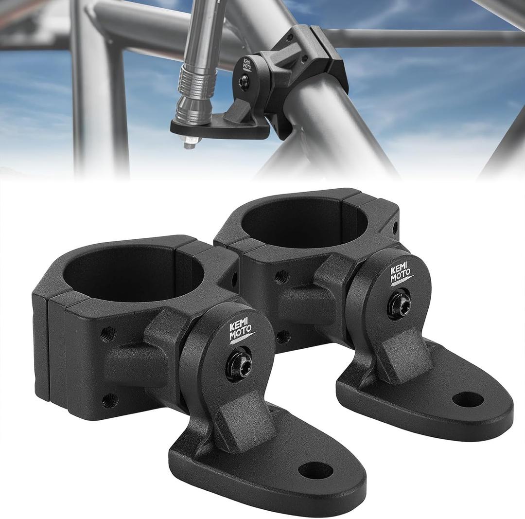 KEMIMOTO UTV Whip Mount Flag Light Mounting Bracket 1 PC, Heavy Duty Adjustable for 1.75-2 inch Roll Bar Cage Compatible with Polaris RZR 900 1000 XP Pro Turbo Can Am Maverick X3 Commander