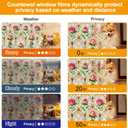 Countewol Rainbow Static Cling Window Film, Stained Glass Privacy Film with Rose Pattern, Anti-Glare UV Protection, Removable Decorative Window Clings for Home/Glass doo (Vintage Rose, 23.6 x78.7 in)