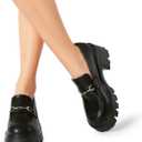 DREAM PAIRS Women Loafers Platform Chunky Heel Slip On Lug Sole Casual Dressy Office Business Shoes (11, Black-pu)