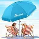 8.5FT Beach Umbrella, Portable Outdoor Umbrellas for Sand with Anchor Heavy Duty High Windproof, Height Adjustable Tilt Iron Pole, Patio Umbrella UV 50+ Protection Air Vent, Patio Garden Pool