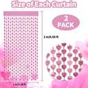 2 x 2 Pack 3.2ft x 6.6ft Valentine's Day Metallic Foil Fringe Curtain, Rose Gold Heart Shape Tinsel Curtains Streamers Photo Props Backdrop for Valentine's Day Engagement Wedding Party Decorations