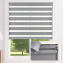LazBlinds No Drill Zebra Blinds for Windows 35" W x 64" H, Grey