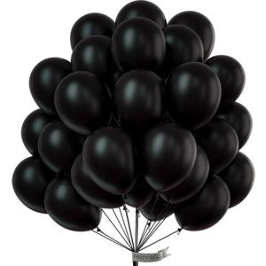 PartyWoo Black Balloons 50 pcs 12 Inch Latex Helium Matte Black Balloons for Baby Shower Birthday Graduation Casino Race Car Anniversary Retirement Pirate Gaming Theme Party Decorations Black-Y18