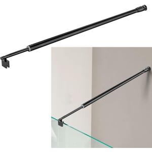 Shower Door Support Bar, Fix Frameless Shower Door Panel for 5/16"(8mm) to 3/8"(10mm) Thick Glass, Wall to Glass Support Adjustable Rod, 27.6"-47.2" Long, Matte Black