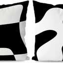 KEUSPI Black and White Throw Pillow Cover 24x24 Modern Abstract Neutral Art Pillow Cover Set of 2, Black White Abstarct Pillow Case Decor for Home Living Room Couch