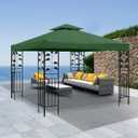 Gazebo Replacement Canopy Roof - Double Tiered Canopy Cover, 10x10 FT (Blackish Green)