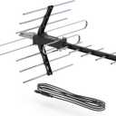 Outdoor TV Antenna, 70-Mile Range Digital TV Antenna, Easy No-Tools Installation, Weather-Resistant, Mountable Antenna for 4K, 1080P, HD Local Channels, Supports Smart TVs