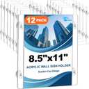 EHWINE 12 Pack Acrylic Window Sign Holder 8.511 with 4 Suction Cups, Clear Acrylic Frames Glass Door Wall Mount Advertising Signage Sign Holder for Store, School, Office, Home