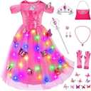 Light-Up Princess Cinderella Costume for Girls Birthday,Christmas Dress Up with Accessories, Size 150 cm