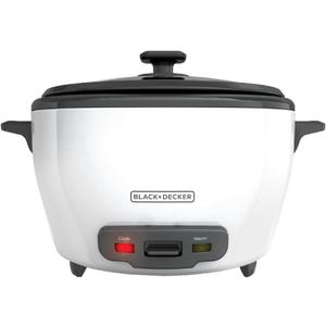 BLACK+DECKER Rice Cooker 28 Cups Cooked (14 Cups Uncooked) with Steaming Basket, Removable Non-Stick Bowl, White BLACK+DECKER Rice Cooker 28 Cups Cooked (14 Cups Uncooked) with Steaming Basket, Removable Non-Stick Bowl, White