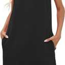 Famulily Women Cute Sleeveless Ruffled Deep V Neck Dresses Cotton Linen Dress for Summer Casual Shift Dress with Pockets (X-Large, Black)