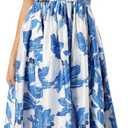 Petal & Pup Women's Naomi One Shoulder Midi Dress (Medium, Blue Floral)