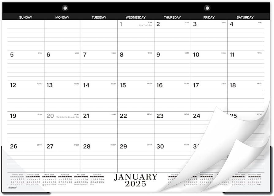 Large Desk Calendar 2025 – Jan 2025 – Dec 2025, 12 Monthly Desk Calendar, 2025 Desk Calendar, 22'' x 17'', 2025 Desk/Wall Calendar with Desk Pad, To-do Lists, Ruled Blocks, Corner Protectors, Lay Flat