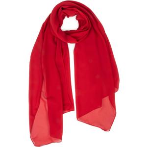 Women Lightweight Chiffon Scarf Breathable Solid Color Long Fashion Scarves Sun-proof Shawls Wrap (Red)