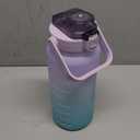 RYI Large Half Gallon 64 OZ Motivational Water Bottle with Straw Time Marker BPA Free for Sport and Fitness Purple Green